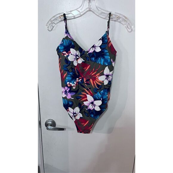 Hollister Women's One-Piece Multicolor Floral Gray Swimsuit Size S NWT - Picture 2 of 13
